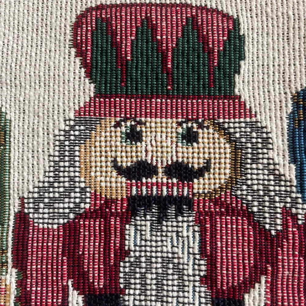 Nutcracker Tapestry Christmas Table Runner 80” x 12.5”Fringe Tabletop Decoration